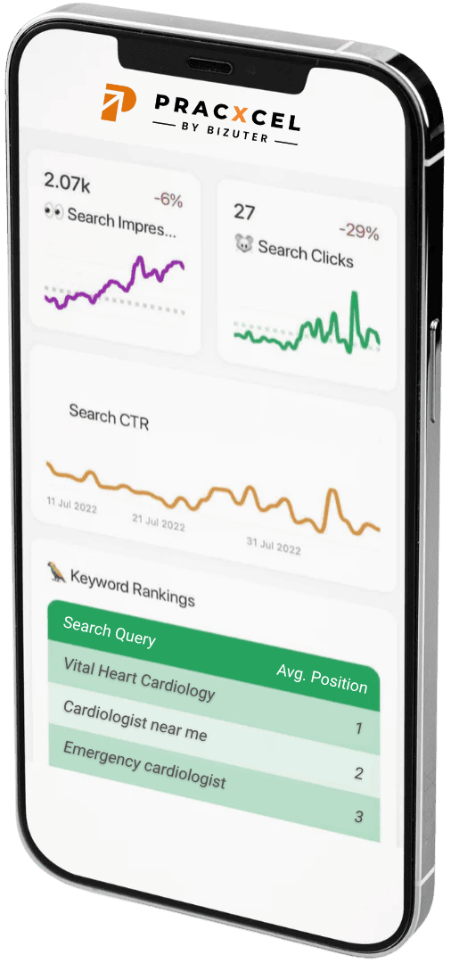 Cardiologist Clinic SEO performance dashboard (mobile version)