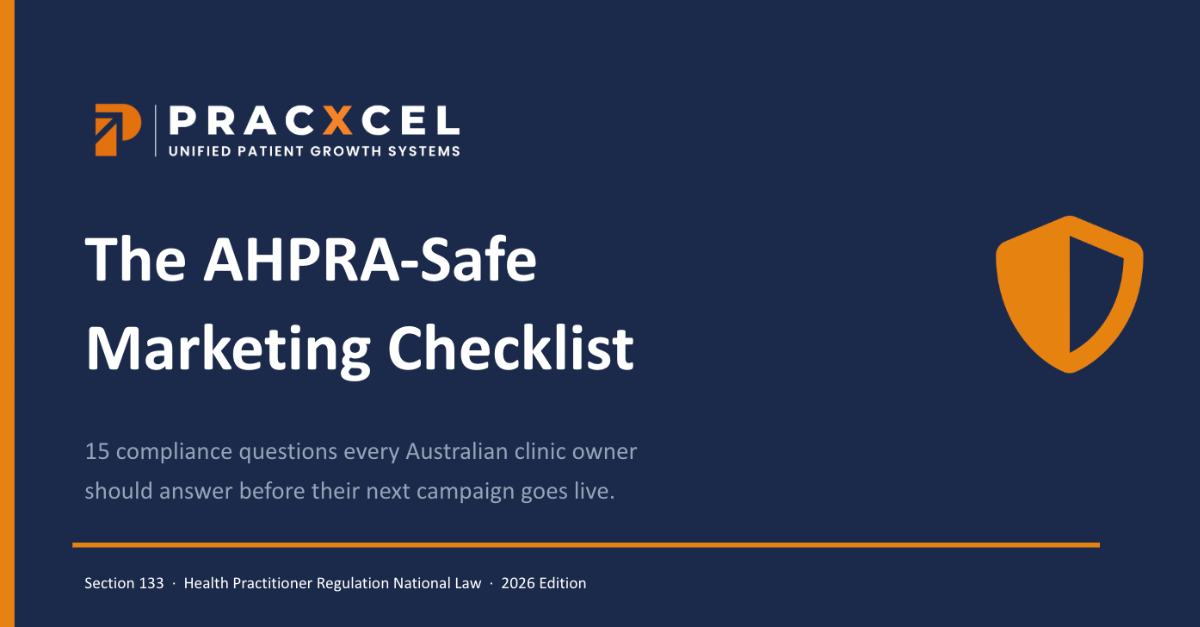 Preview of the AHPRA-Safe Marketing Checklist cover